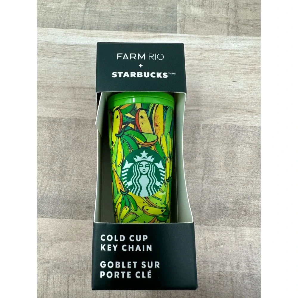 2025 STARBUCKS TROPICAL YELLOW/GREEN‎ BRAZIL FARM RIO COLD CUP KEYCHAIN